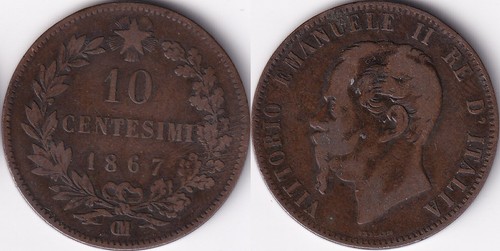 Centesimi 1867 italie - om,