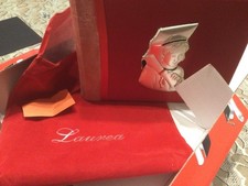 ALBUM PORTA FOTO IN PANNO SETA CON FREGIO LASTRA ARGENTO.LAUREA.IDEA REGALO.NEW