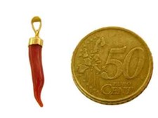 Corno per donna e Uomo Ciondolo Corno di Corallo in pendente con Argento da 925