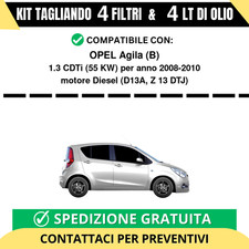 Tagliando per OPEL Agila (B) 1.3 CDTi 55 kw Diesel 2008-2010 - 4 Lt di olio +...