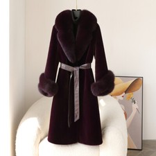 Cappotto pelliccia visone donna media lunghezza outwear pelliccia di volpe collo oro visone velluto cappotto
