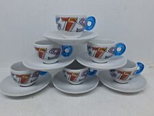 Guzzini 6 Tazzine Da Caffé Con Piattini Number Con Numero