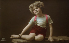 Postcard Young Boy Child Birthday Edwardian Hand Colored Art Noveau EAS RPPC