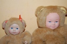 COPPIA ORSETTI  BEBE   ANNE GEDDES ANNI 90  VINTAGE   DOLL   18  ,24 CM