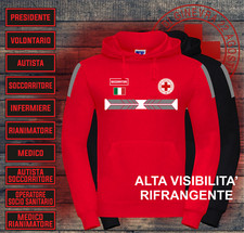 FELPA CAPPUCCIO CROCE ROSSA ITALIANA SOCCORSO VISIBILITA PUBBLICA ASSISTENZA 