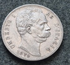 MONETA COIN REGNO D'ITALIA RE UMBERTO I° SAVOIA CINQUE 5 LIRE 1879 ARGENTO ROMA