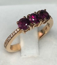 Anello in Oro Rosa 750°/°° 18kt. Rubini e Diamanti Naturali Valenza Italia