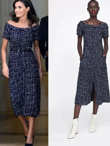 Abito midi zara blu navy - midi,