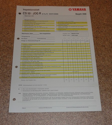 Scheda revisione yamaha 50 - scheda,