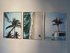 Galleria a parete Poster Store - 3 quadri oceano e palme con cornici dorate