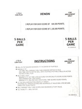 Xenon (BALLY) SCORE CARD SET -