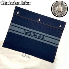 Borsa pochette Christian Dior jacquard blu denim autentica