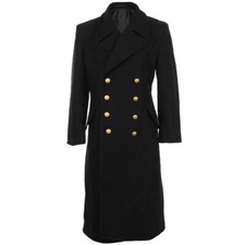 Cappotto in lana nero navy nero - trench invernale navale militare integrale