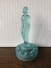VINTAGE ART DECO SILENZIO MULLER (?) FIGURINA CENTROTAVOLA RANA IN VETRO BLU SMERIGLIATO