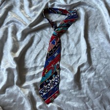 Cravatta collo USA Olimpiadi estive firmata artista Nicole Miller 100% seta 1992