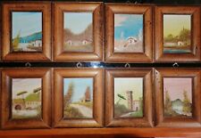 Set composto da 8 tele ad olio, anni 30, con cornice, 17x14 cm