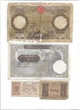 Lotto 4 Antiche e Rare Banconote Italia-Europa con 100 lire Roma Guerriera 1932
