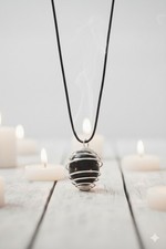 Collana Ciondolo Tormalina Nera spirale protegge da energie negative Cristallo