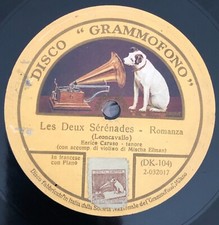 RARE 12" 78RPM DISCO GRAMMOFONO ITALY DK 104 ENRICO CARUSO MISCHA ELMAN LES DEUX