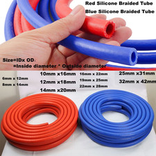 Tubo Intrecciato Silicone Rosso/Blu Rinforzato Acqua Olio Carburante Alta Temp 300°C