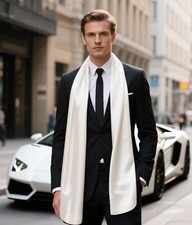 Sciarpa uomo seta 100% bianca