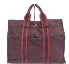 Autentica borsa tote in tela Hermes Fourre Tout MM nera F#48081