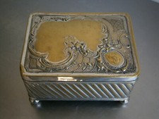 Scatola Metallo Argento Legno