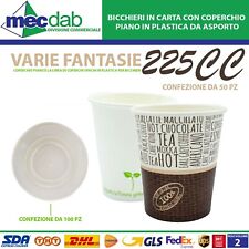 Bicchieri In Carta o Coperchio Piano In Plastica Da Asporto 225cc Conf 50