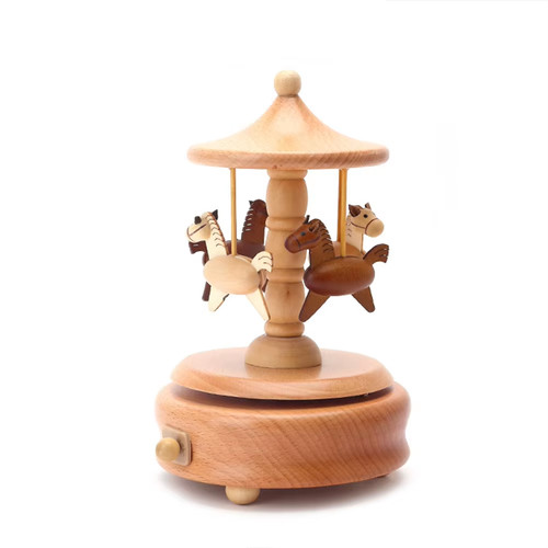 Carousel music box wooden - box,