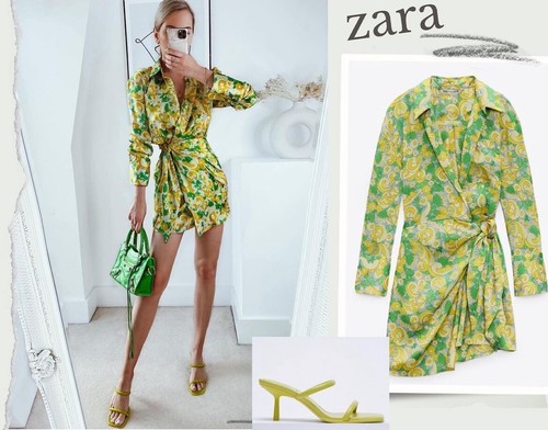 Abito zara giallo verde - zara, raso