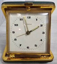 Kienzle raro orologio da viaggio vintage carica sveglia cassa in pelle orolog...