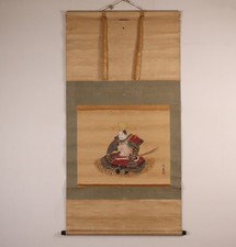 Rotolo giapponese da appendere dipinto a mano 'Samurai' KAKEJIKU di Gocho Meiji epoca XIX