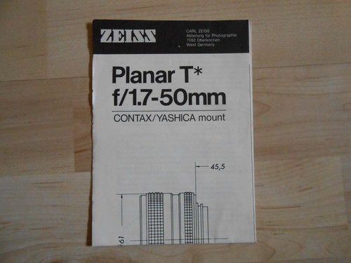 Carl zeiss planar 7 50mm - planar, f/1,7-50mm