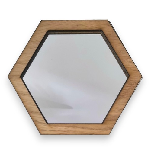 Specchio esagonale legno - specchio, in