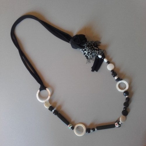 Collana lunga stoffa nera - collana,