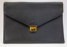 Cartella slim in pelle nera vintage da collezione con carta assorbente