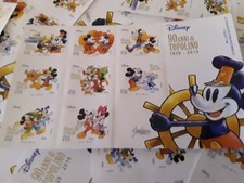 FOGLIETTO FRANCOBOLLI"90 ANNI DI TOPOLINO-DISNEY "1928-2018 ..8 FRANCOBOLLI !!