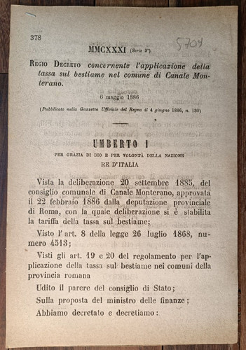 Canale monterano 1886 regio - 1886,