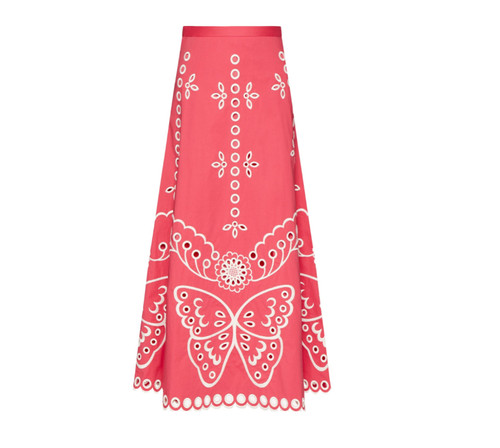 Maxi gonna rossa ricamata red - maxi,