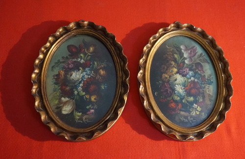 Due dipinti floreali olio - due,