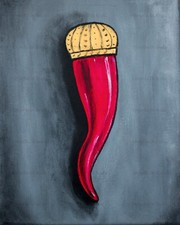 Corno rosso napoletano portafortuna acrilico su tela dipinto a mano