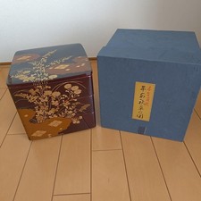 N/A Tre Livelli Quadrati Laccati Jubako Makie Oro Rosso Nero Stile Antico