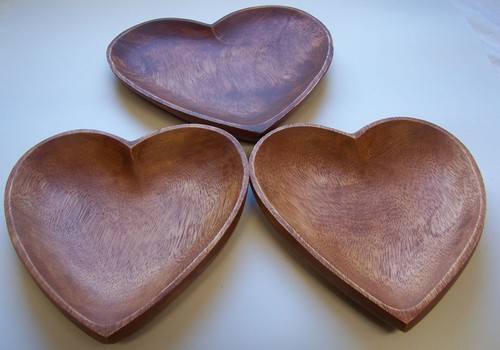 Set piatti legno cuore - piatti, in