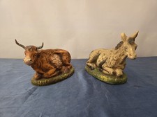 Fontanini Bue E Asinello In Cartapesta Vintage Presepe Personaggi 30 Cm