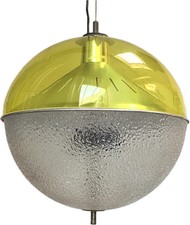 GRANDE LAMPADA SOSPENSIONE SFERA PLEXIGLAS ALLUMINIO VINTAGE SPACE AGE