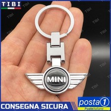 Mini Cooper portachiavi elegante metallo cromato logo nero regalo auto piccolo