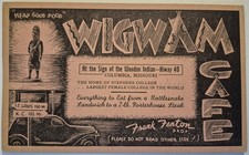 Vintage Postcard Wigwam Cafe