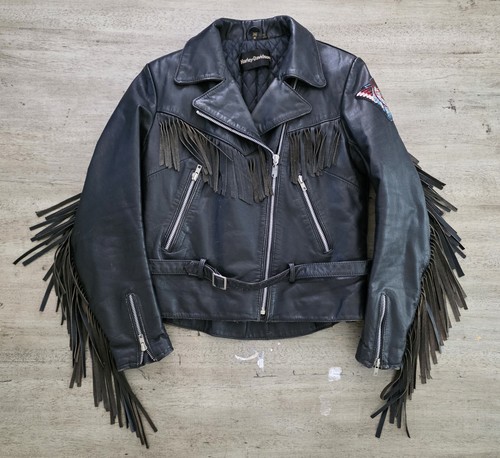 Giacca moto pelle con - , frange