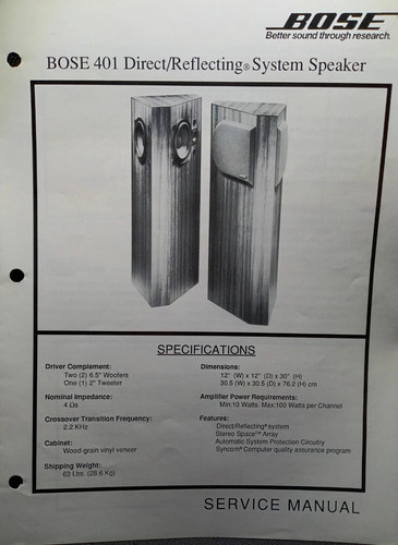 Bose 401 altoparlanti manuale - 401,