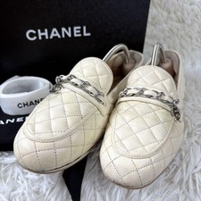 Mocassini Chanel Matelasse Coco Mark in pelle avorio taglia 38,5 US circa 8,5...